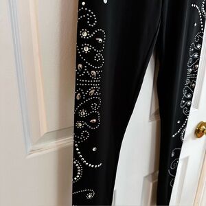 Venus Black Leggings Jewels Bedazzled Size S EUC